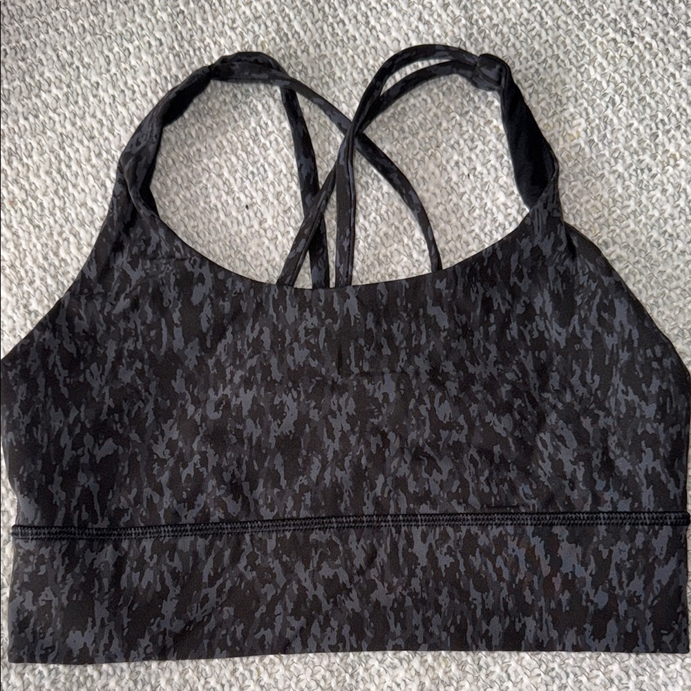 Lululemon Athletica Black and Gray Sports Bra with Criss-Cross Straps